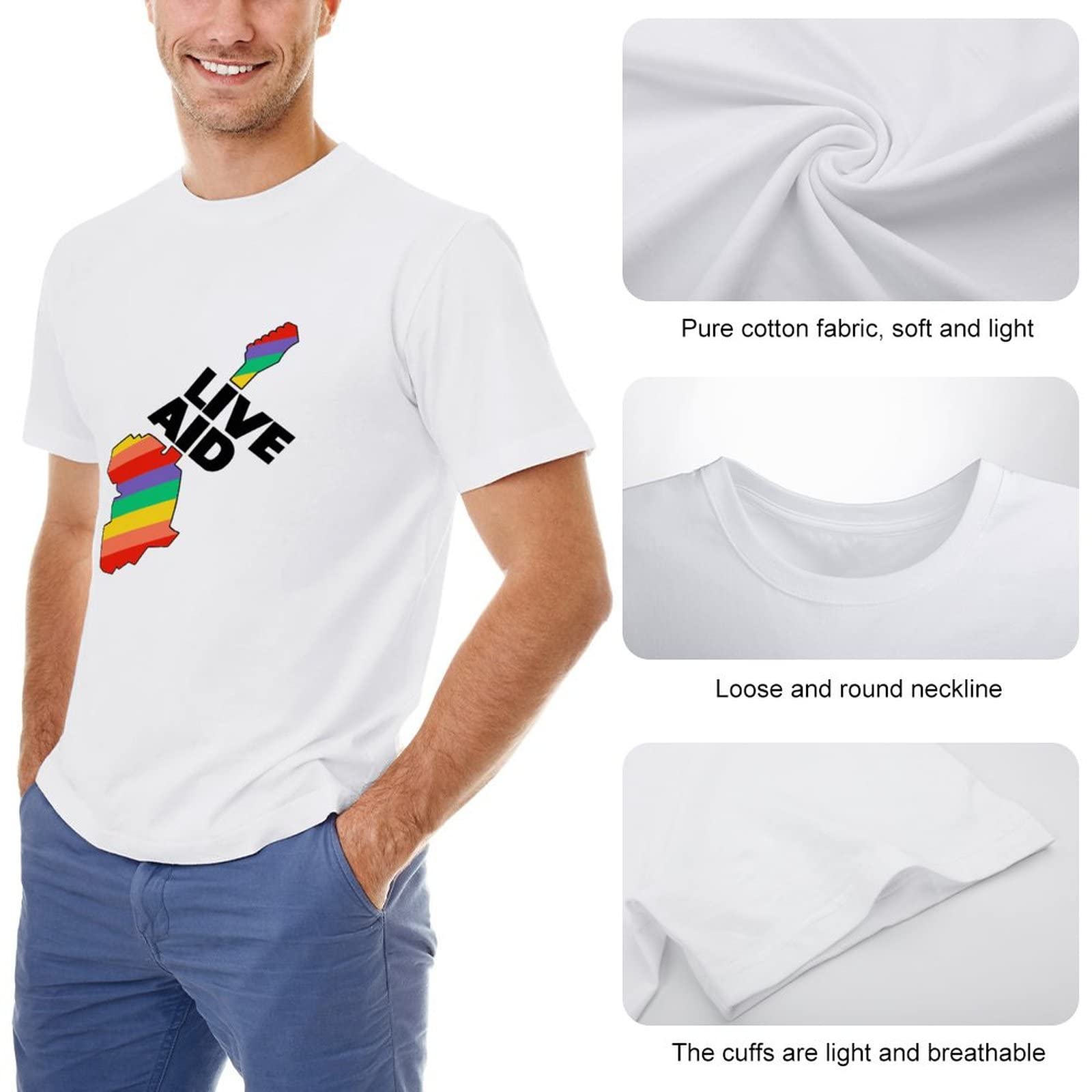 LIVE AID Tシャツ ホワイト Amazon.co.jp: Tシャツ メンズ インナーシャツ 夏服 トップス 上着